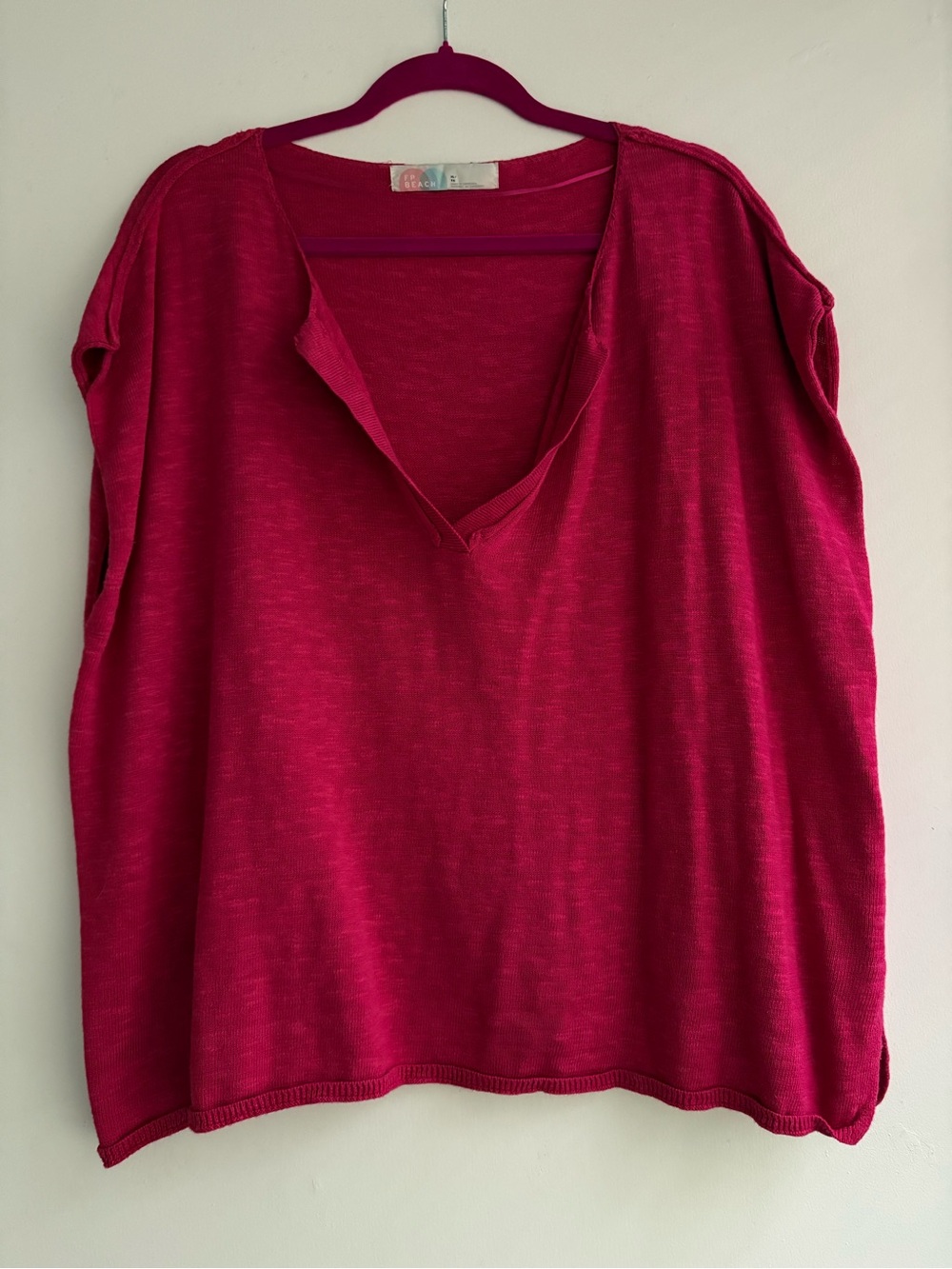 Free People Marina Del Sol Sweater Top- bright pink-xl 🔥